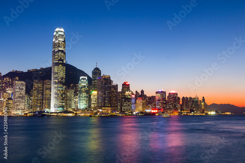 Hong Kong landmark in the evening © leungchopan