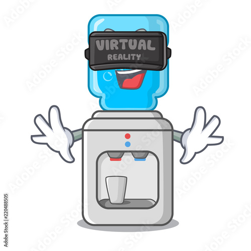 Virtual reality water cooler with plastic bottle cartoon