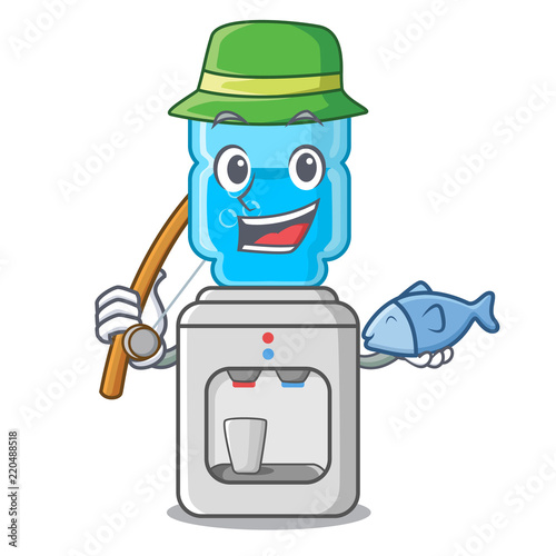 Fishing water cooler with plastic bottle cartoon