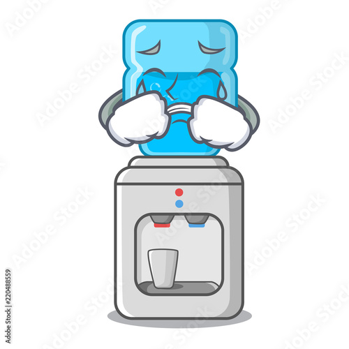 Crying water cooler with plastic bottle cartoon