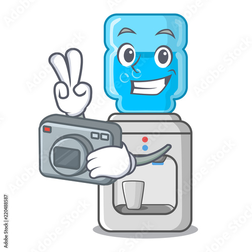 Photographer water cooler with plastic bottle cartoon