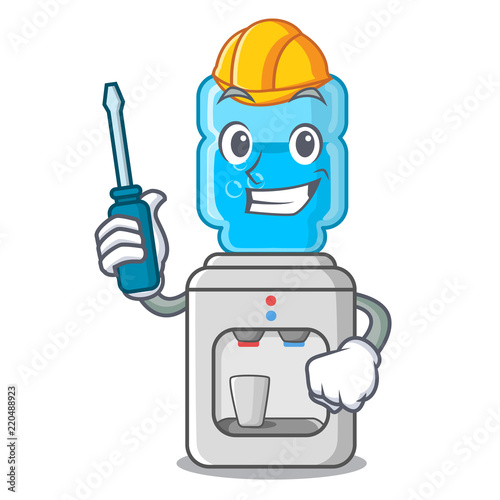 Automotive modern water cooler isolated on mascot