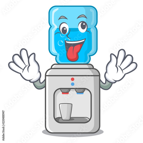 Crazy modern water cooler isolated on mascot