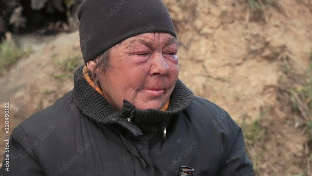 Portrait homeless woman vagabond. Portrait homeless woman vagabond.