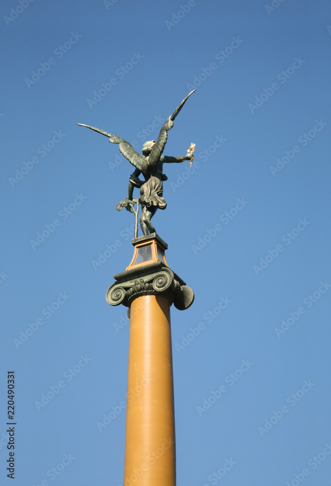 Sculpture of Svatopluk at Сech bridge (Cechuv most) in Prague. Czech Republic