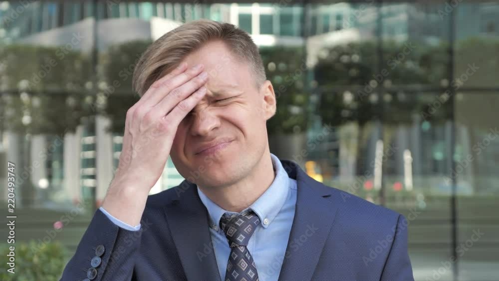 Headache, Stressed Businessman Feeling Uncomfortable Headache, Stressed Businessman Feeling Uncomfortable