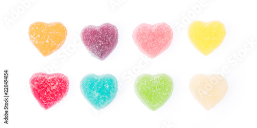 фотографія Colorful heart shape jellys isolated on white background
