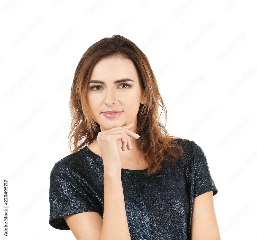 Attractive woman in casual clothes on white background Attractive woman in casual clothes on white background