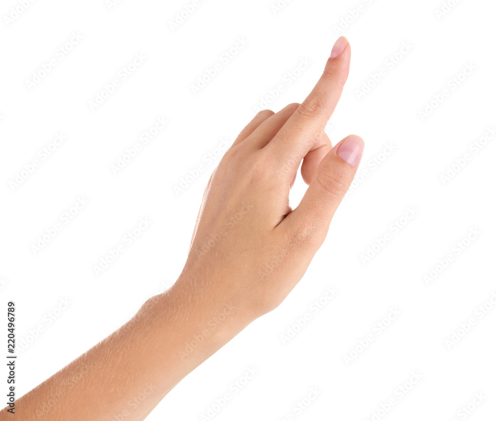 Abstract young woman's hand on white background Abstract young woman's hand on white background
