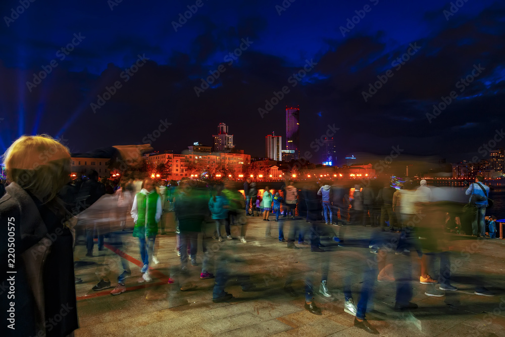illumination and night life of the city motion blur