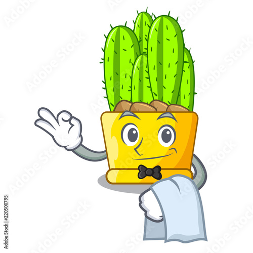 Waiter cereus cactus in a pot cartoon