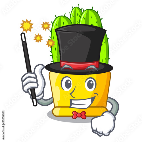 Magician cereus cactus with flower buds cartoon