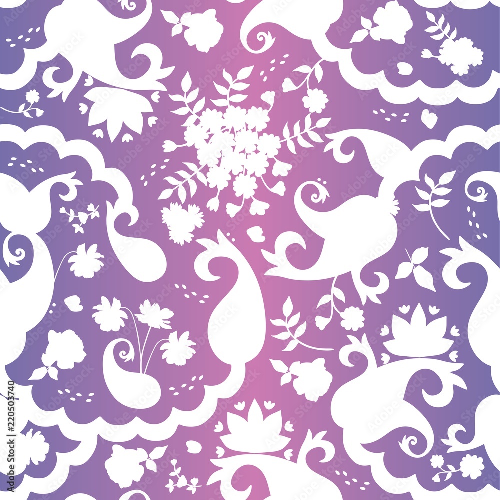 Seamless oriental pattern for ceramic tiles. Print for fabric, paper, wallpaper in indian style.