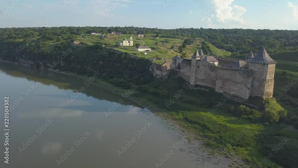 Aerial view of Khotyn castle on Dniester river, Chernivtsi, Ukraine Aerial view of Khotyn castle on Dniester river, Chernivtsi, Ukraine