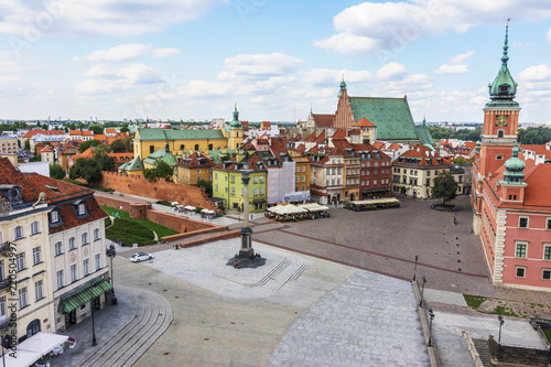 Warsaw City in a Sunny Day - Aerial View of Old Town - No People - Empty Square