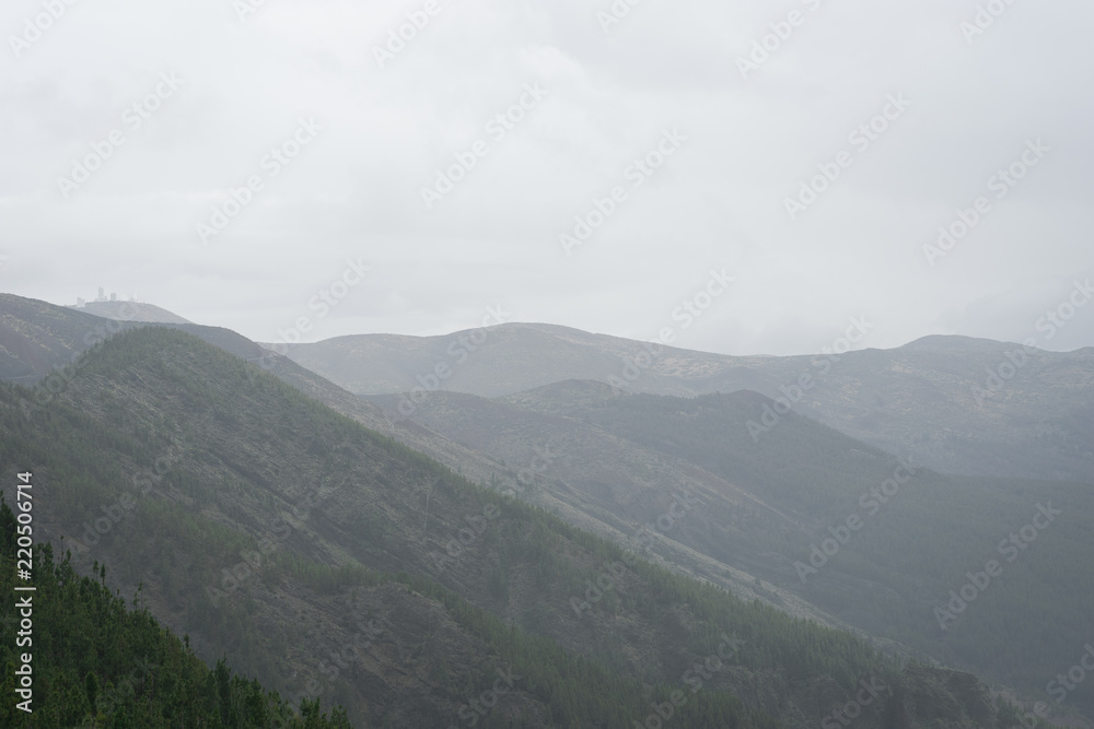 Green mist mountains landscape