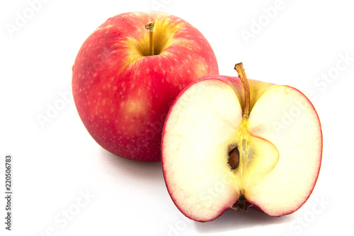 Closeup fresh red apple isolated on white background of file with Clipping Path .