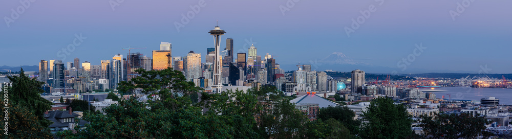 Panorama of Seattle at sunset