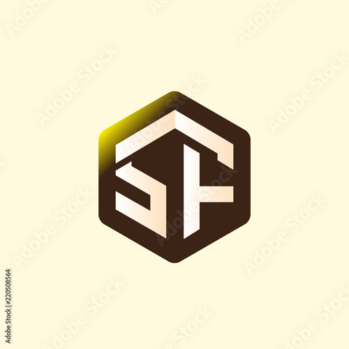 SF Initial letter hexagonal logo vector