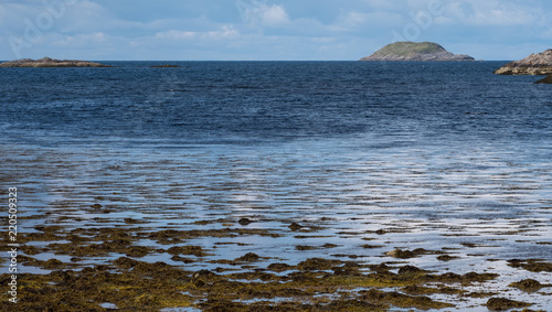 Panoramic view of the Scottish Highlands looking out to sea near Lochinver, north west coast of Scotland. 