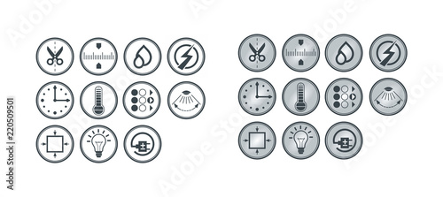 Technical vector icon set for light equipment