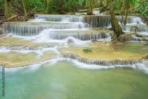 Fifth of Hauy mae khamin waterfall located in deep forest of Kanchanaburi province,Thailand.