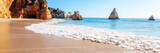 Summer sandy beach (Algarve, Costa Vicentina, Portugal). Beautiful natural summer vacation travel concept.