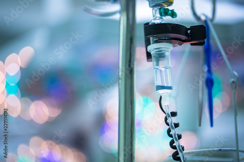 Canvas Print Drip irrigation equipment in hospital surgery room by the operations table, conc