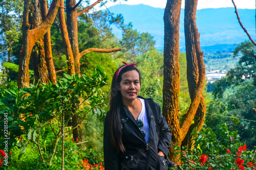 Female Traveler in Berastagi, North Sumara, Indonesia photo