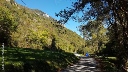 Vista Monte San Cataldo con strada alberi rami Esanatoglia, Italy photo