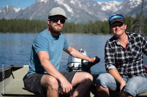 Tourist RV Roadtrip Adventure Travel Through Yellowstone National Park - USA