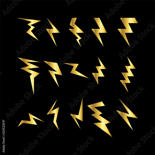 set of simple lightning electric doodle vector template