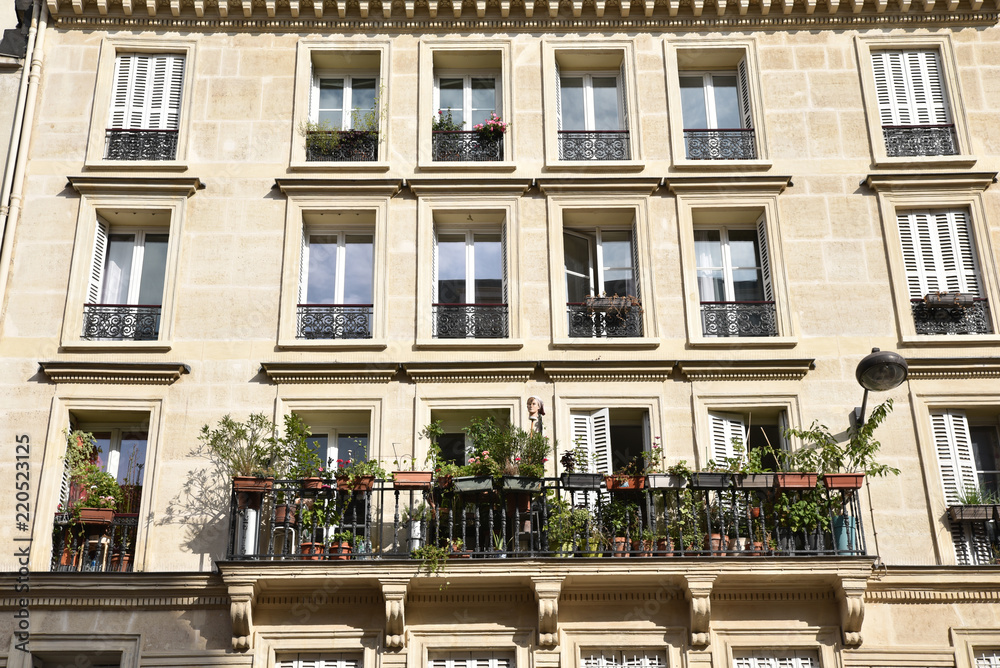 Fototapeta premium Immeuble fleuri à Paris, France