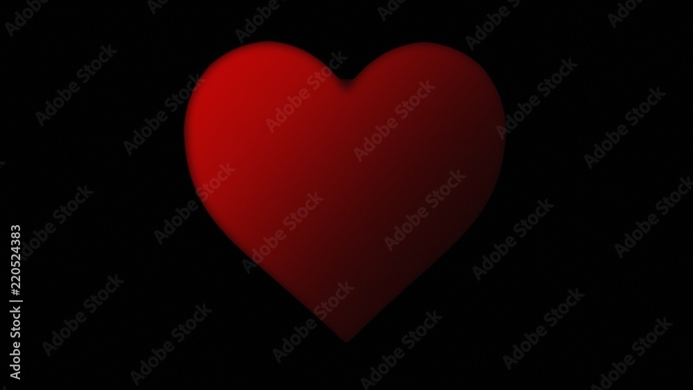 A heart symbol, blurred, beating in the darkness.
