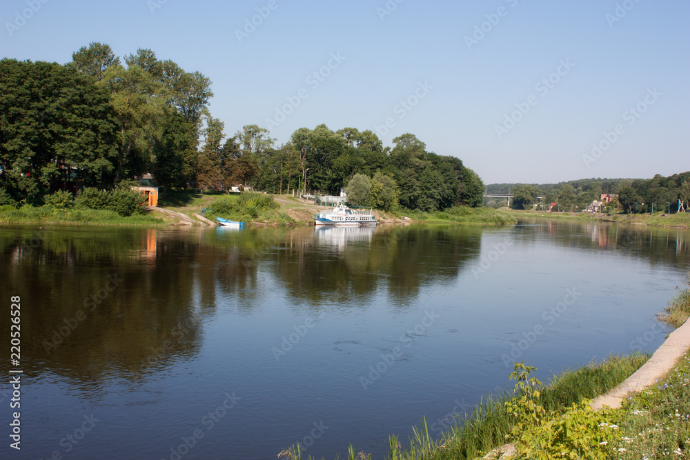Sights and views of Grodno. Belarus. The Neman river. Summer landscape.