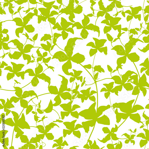 vector design of green vines with leaves seamless pattern background