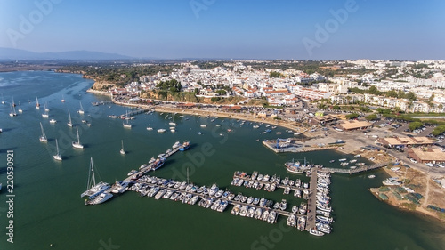 Aerial view of the village of Alvor, in the summer, in southern Portugal.