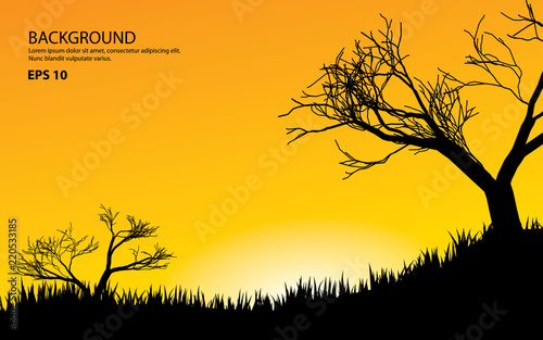 tree and grass silhouette background vector © Fajar