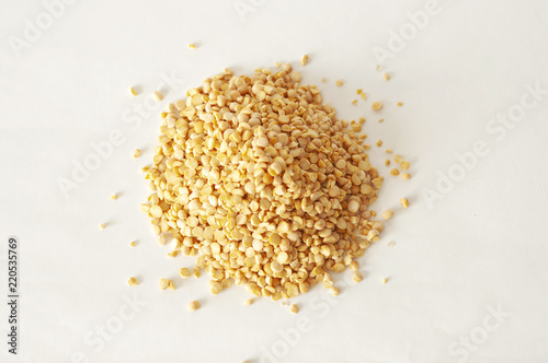 isolated photo of dry yellow peas. white background