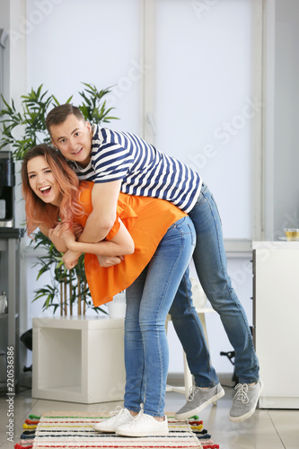 Cute young loving couple ha...