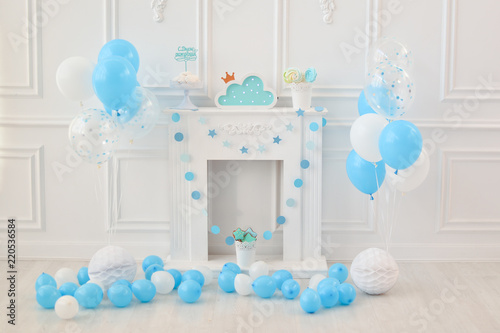 Birthday decorations ideas. First birthday. children birthday. A lot of balloons. 