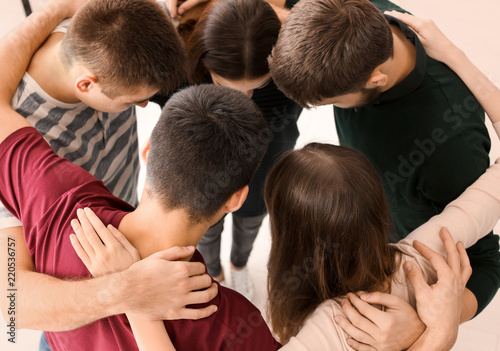 People standing together in...