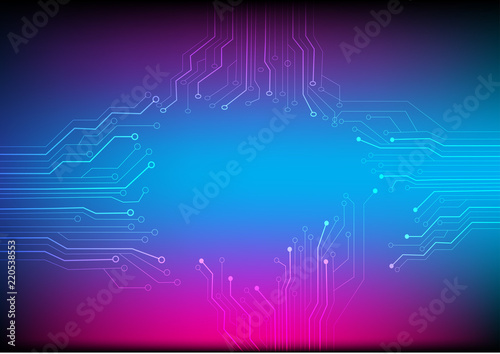 Abstract digital and technology background. Line circuit with colorful and sci-fi template.
