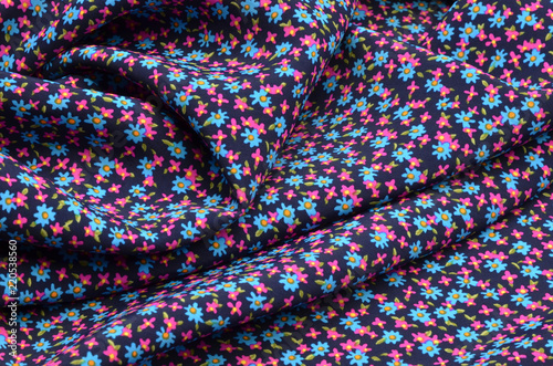 Viscose pink-blue in floral ornament photo