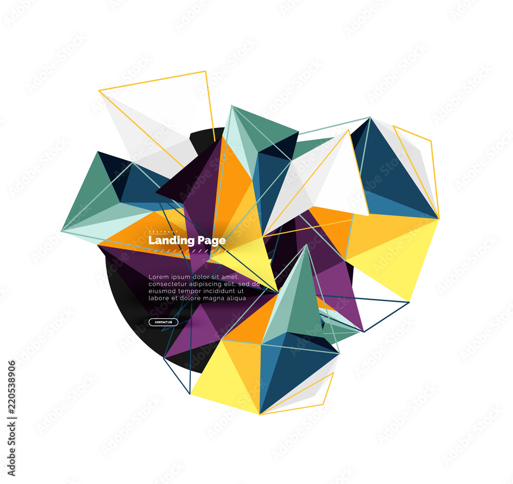 Fototapeta premium Vector 3d triangle abstract background, polygonal geometric design
