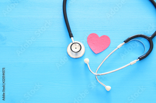 Image of heart and stethoscope. Medical concept.