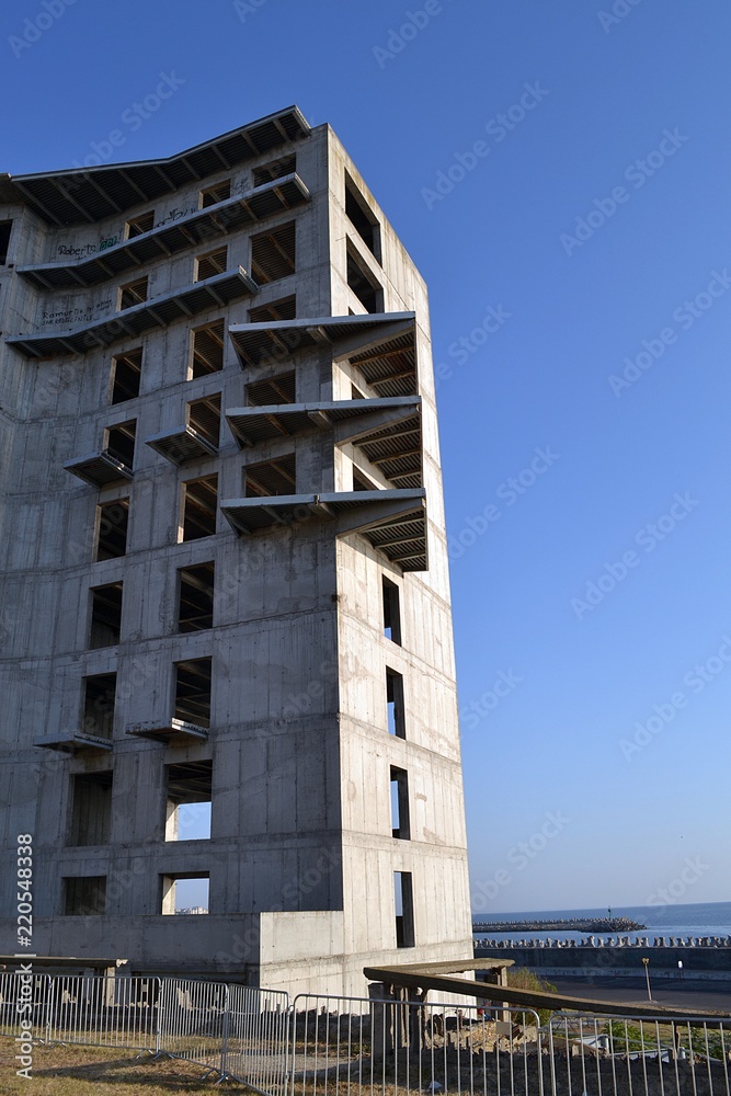 Big hotel under construction at Black Sea in Eastern Europe Big hotel under construction at Black Sea in Eastern Europe