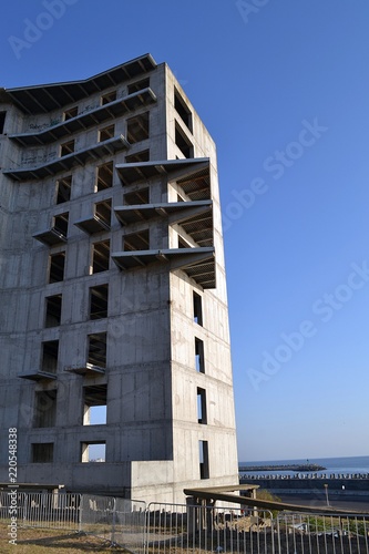 Big hotel under construction at Black Sea in Eastern Europe