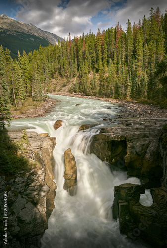 Sunwapta Falls, Jasper National Park. Sunshine on Sunwapta Falls. Jasper National Park. Alberta, Canada.