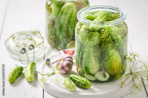 Preparation for fresh pickled cucumber in summer